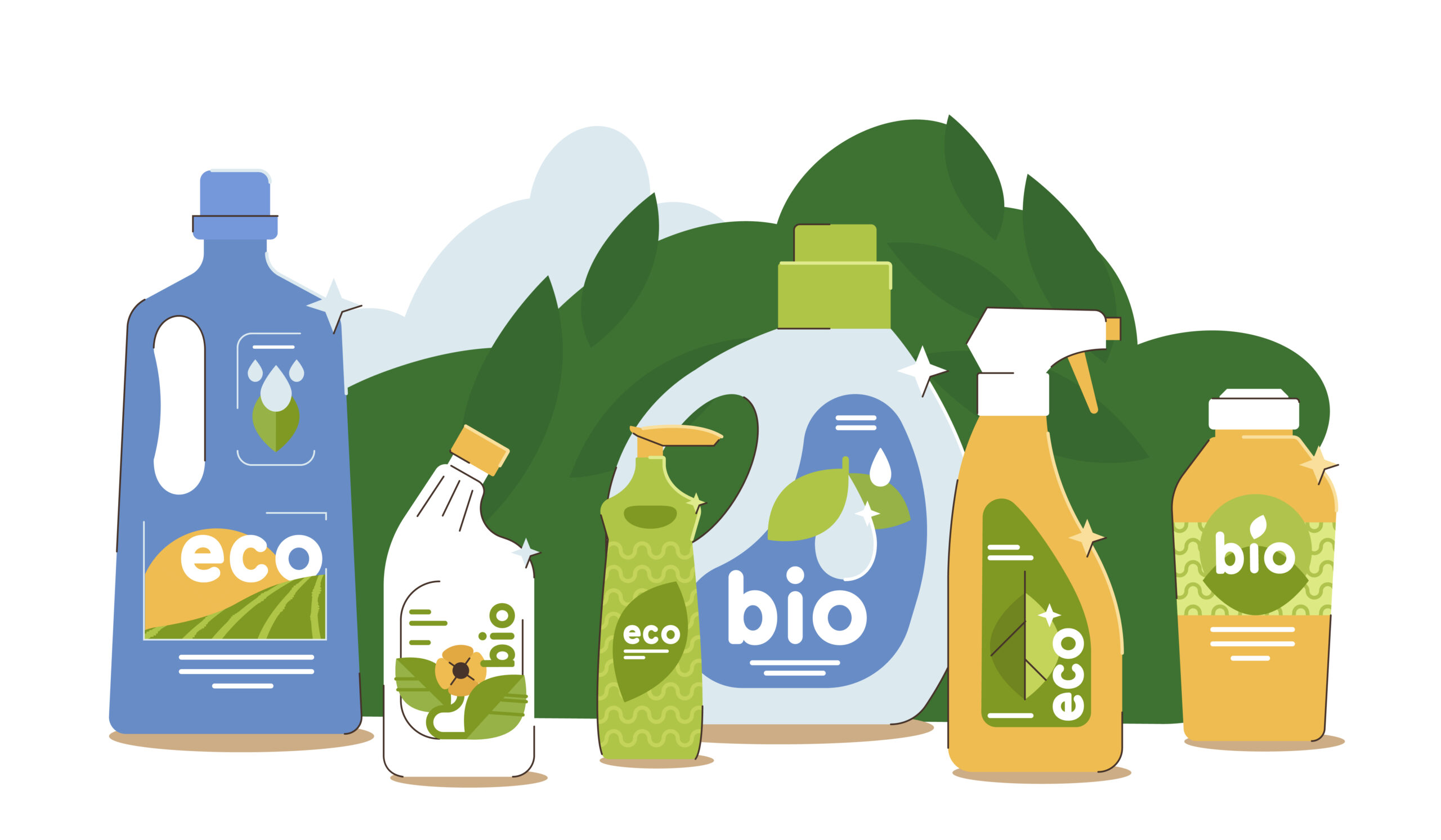 Eco friendly natural products for house cleaning or laundry washing